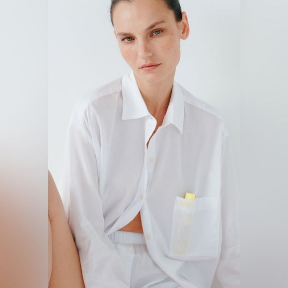 Leset x Dr Loretta Button Down SPF Oversized White Shirt One Size - Picture 1 of 14